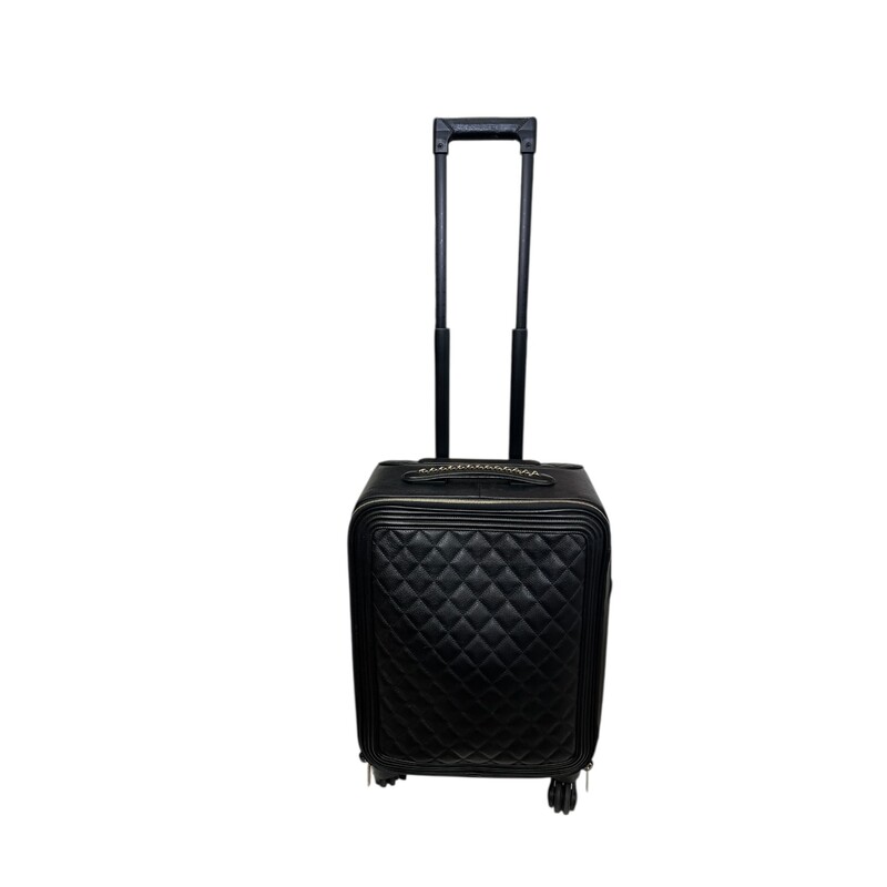 Chanel Calfskin Leather Quilted Coco Cases Trolley<br />
<br />
Serial Code:23382294<br />
<br />
Dimensions:<br />
Handle Drop: 19 inches<br />
Heigth: 19 inches<br />
Width:14.25 inches<br />
Depth: 8.75 inches<br />
<br />
In very good condition. Some minor scratches on the leather.<br />
<br />
Does not come with original dust cover or box.