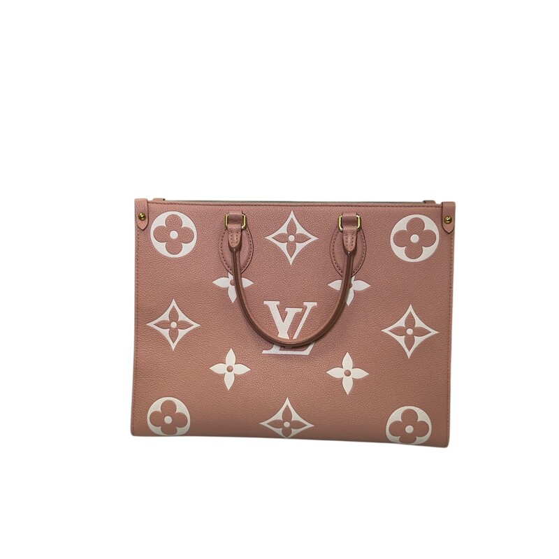 Louis Vuitton OntheGo MM Rose<br />
<br />
Date Code: Microchip<br />
<br />
Dimensions:<br />
Base length: 13.5 in<br />
Height: 10.5 in<br />
Width: 6.75 in<br />
Drop: 5.25 in<br />
Drop: 10.75 in<br />
<br />
In very good condition. Light corner wear. Minor mark on the bottom of the bag.<br />
<br />
Comes with the original dust bag or box.