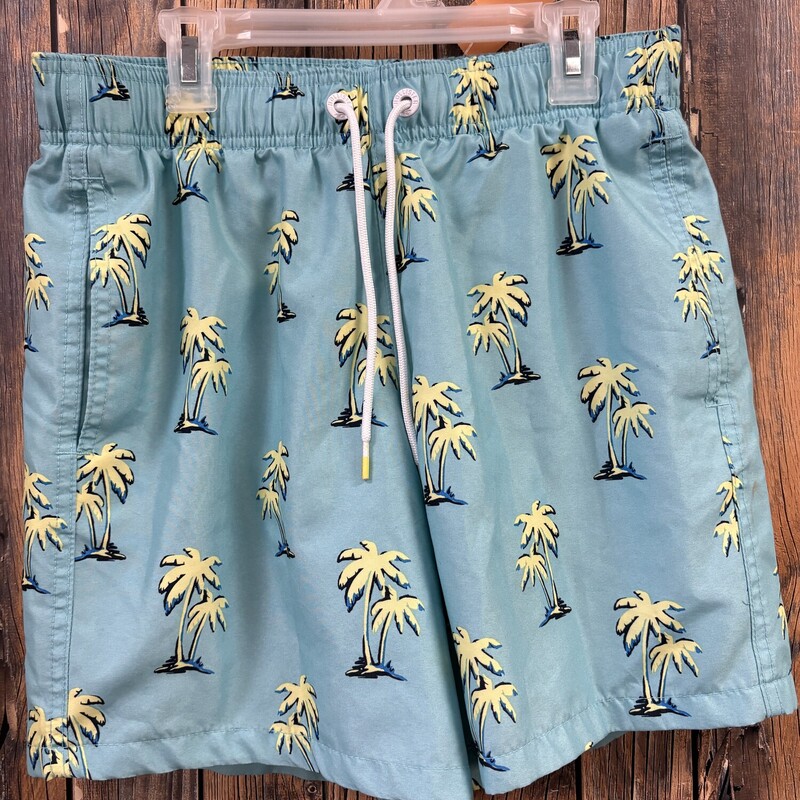 Blue Palm Tree Swim Trunk, Size: Xs
