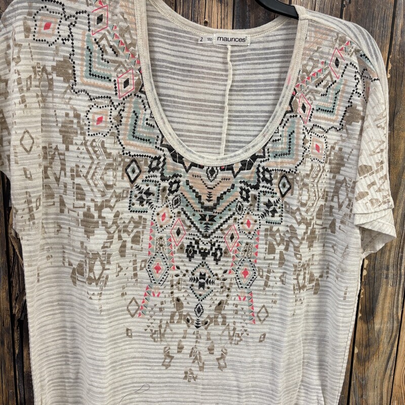 Maurices Cream Aztec Top, Size: 2
