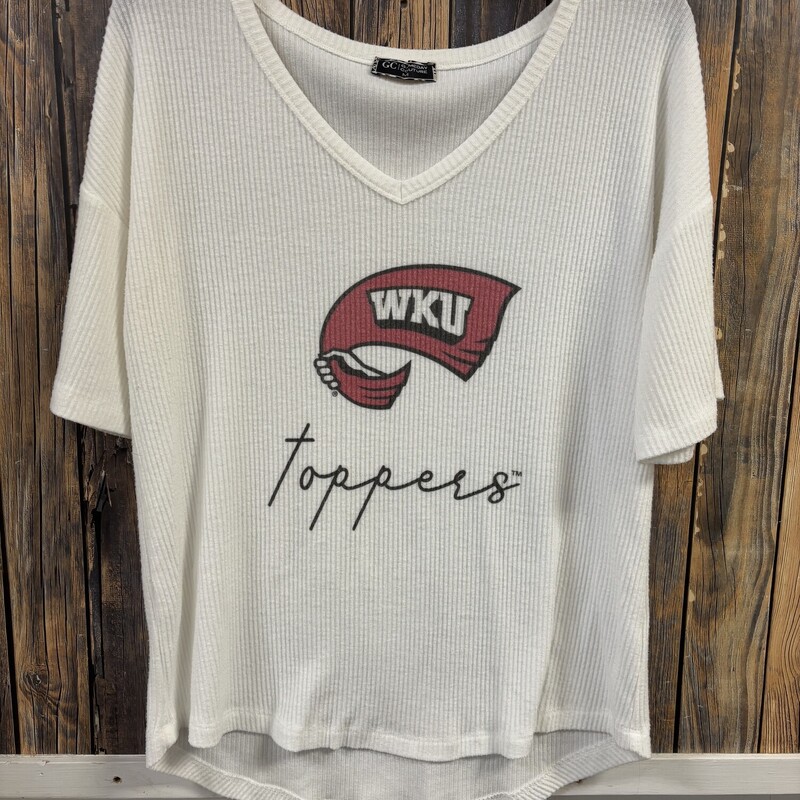 White Ribbed WKU Top, Size: M