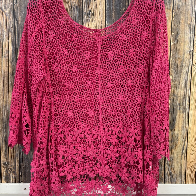 Pink Crochet Top, Size: XL