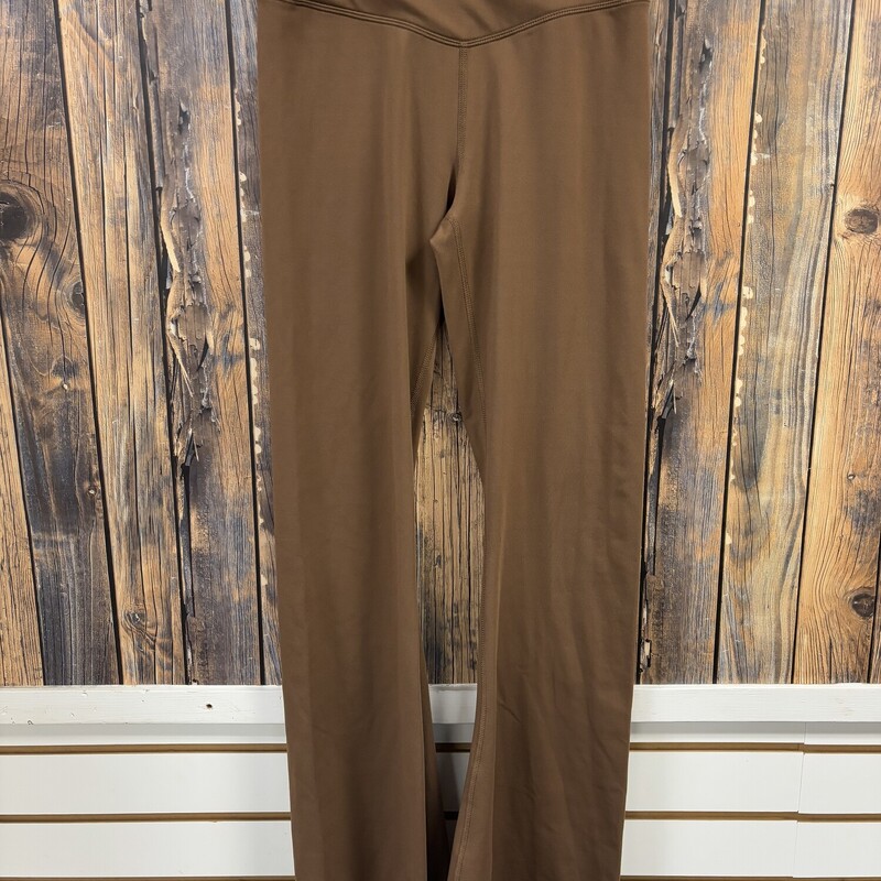 Brown Crossover Flare Leggings, Size: L
