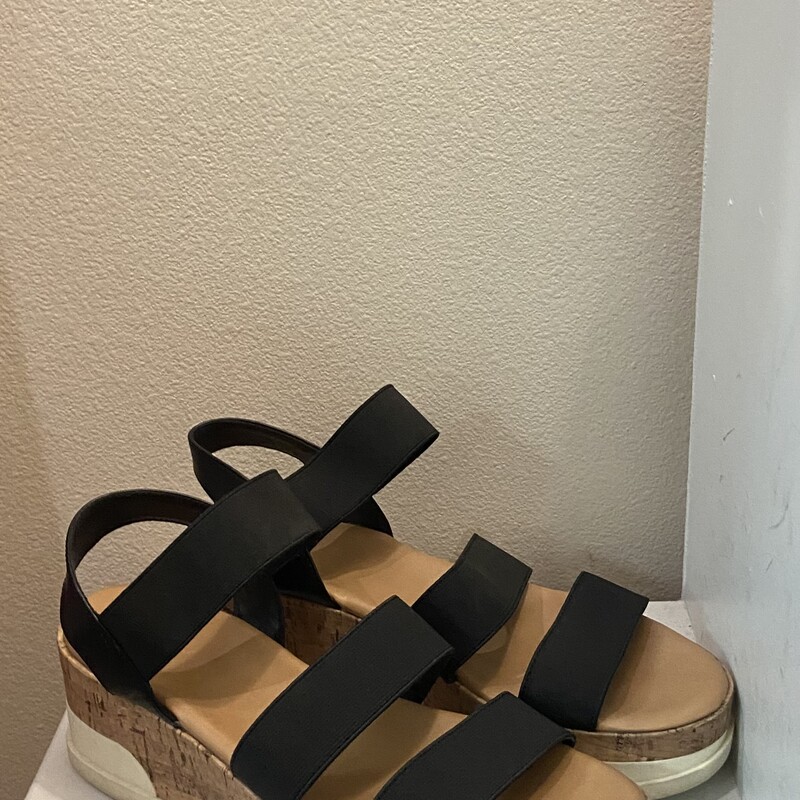 Blk Cork Pltfrm Sandal