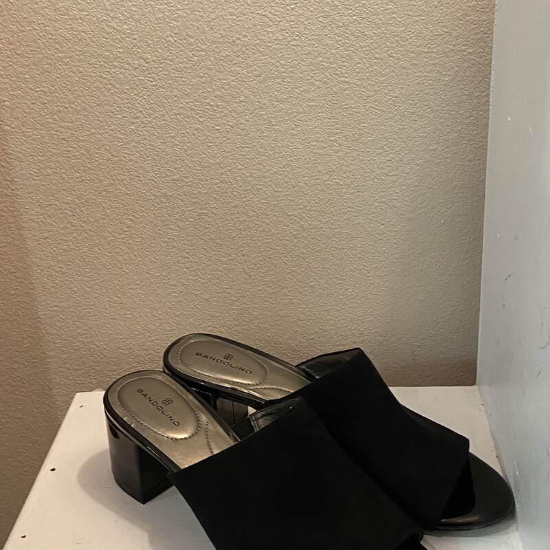 Blk Fab Peep Heel