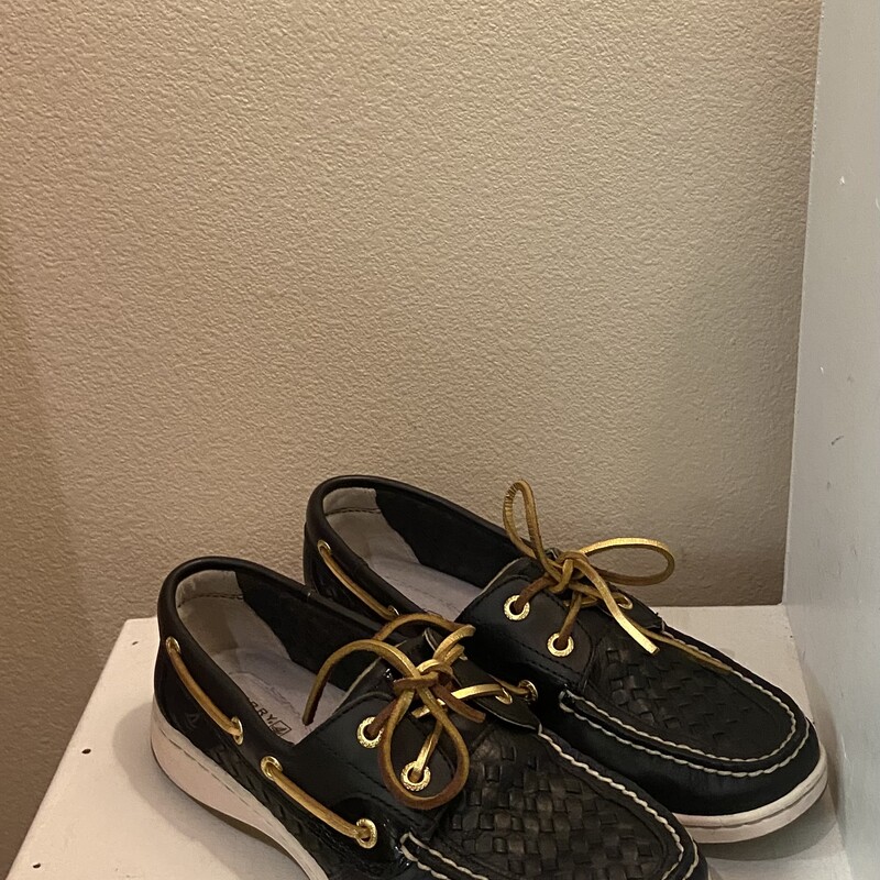 EUC Blk Lther Boat Shoe