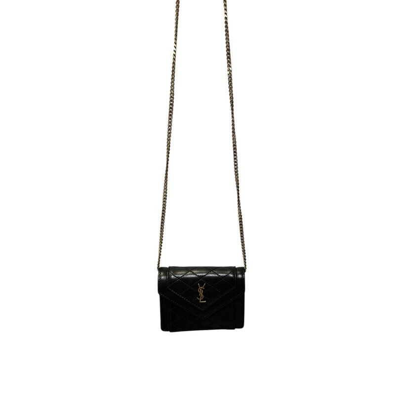 Saint Laurent Mini Gabby Wallet On A Chain<br />
<br />
Style Code: BND685612.0523<br />
<br />
Dimensions: 3.5H x 5.1W x 0.9D<br />
<br />
In very good condition. Minor scratching on hardware.<br />
<br />
Come with original dust bag. No box.
