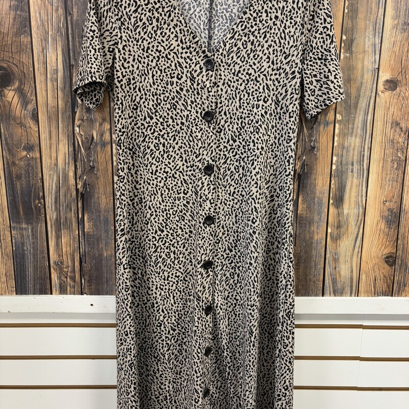 Animal Print Button Dress, Size: S