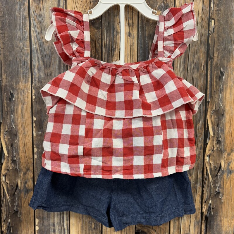 Red Checkered Set, Size: 4T