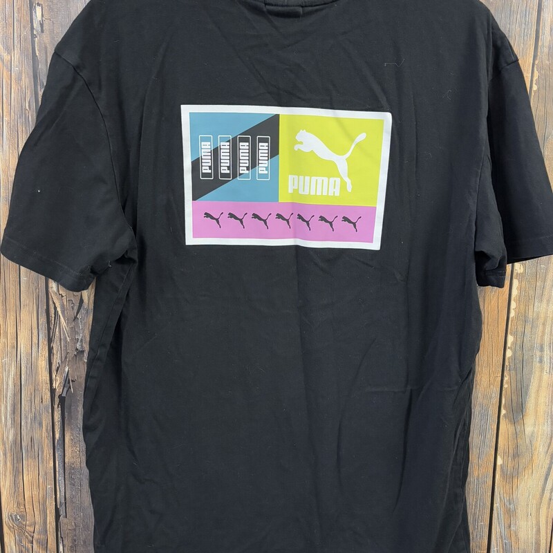 Black Coloful Puma Tee, Size: S