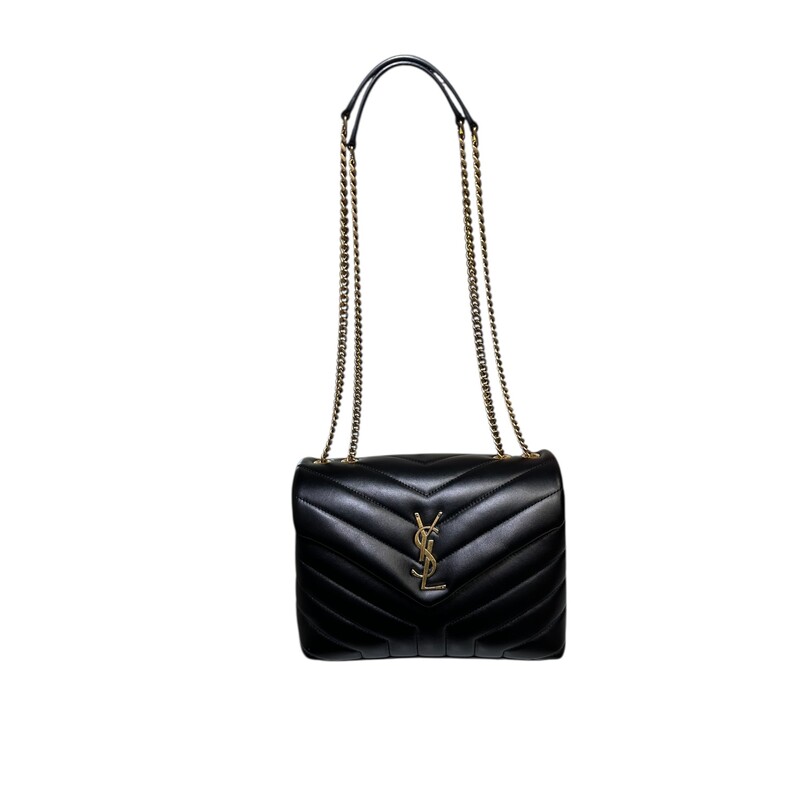 Saint Laurent LouLou Puffer Chain Bag<br />
<br />
Style code: TCT494699.0622<br />
<br />
Dimensions:  9.8 L x 6.6 H inches<br />
<br />
In very good condition. Some very minor corner wear. Some very minor wear on the strap.<br />
<br />
Comes with original dust bag and box.