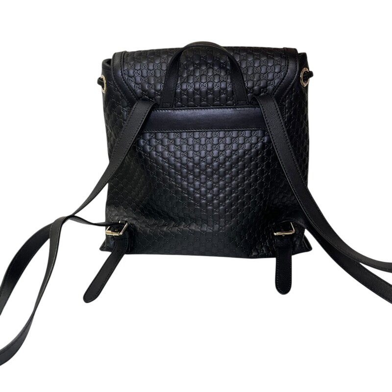 Gucci Micro GG Leather Backpack<br />
<br />
Style Code: 607993 525040<br />
<br />
Dimensions: 12 H x 11.5 L<br />
<br />
In excellent condition. Very small mark inside the interior.<br />
<br />
Does not come with original dust bag or box.
