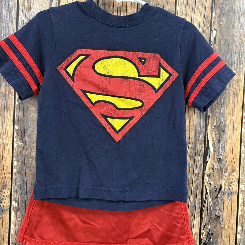 Blue Superman Tee W/Cape, Size: 2T