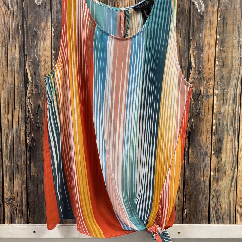 Colorful Striped Tie Tank, Size: L
