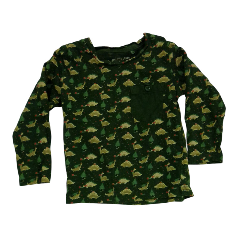 LS Shirt:Green Xmas Dinos