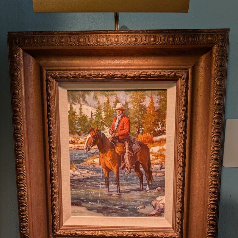 Warm Hooves & Cold Fish, S. Lang, Oil
18 x 20.5 x 2.5D
Art Light Included
