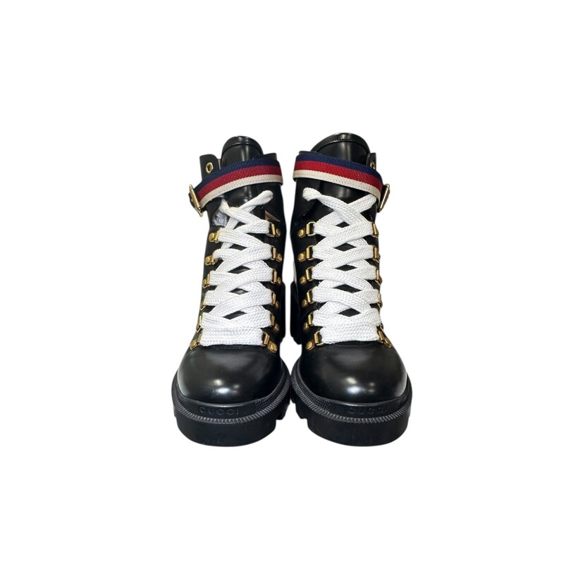 Gucci Sylvie Combat Black Lace Up<br />
<br />
Size: 36<br />
<br />
Code:481156<br />
<br />
In very good condition. Light scuffs to the boots.<br />
<br />
Comes with the original dust bag and box.
