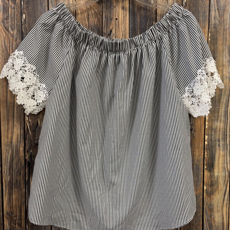 Navy Crochet Sleeve Top, Size: XL