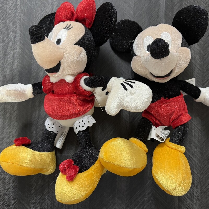 NWT Mickey & Minnie, Size: 9In Tall