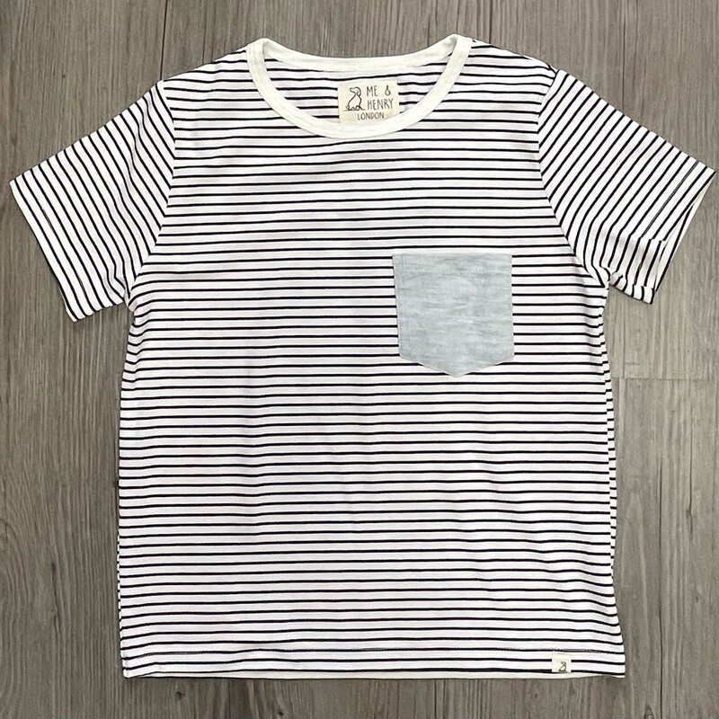 Me & Henry Tee, White Striped Navy, Size: 5-6Y
NEW