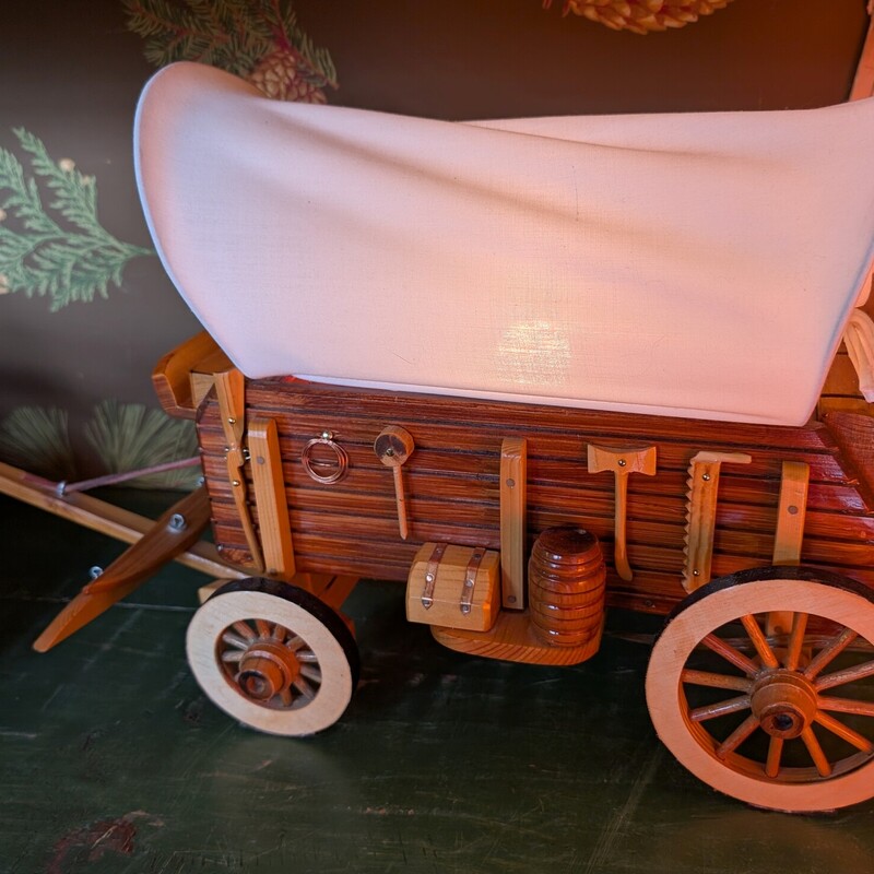 Wooden Covered Wagon Table Lamp<br />
14w x 7d x 12h