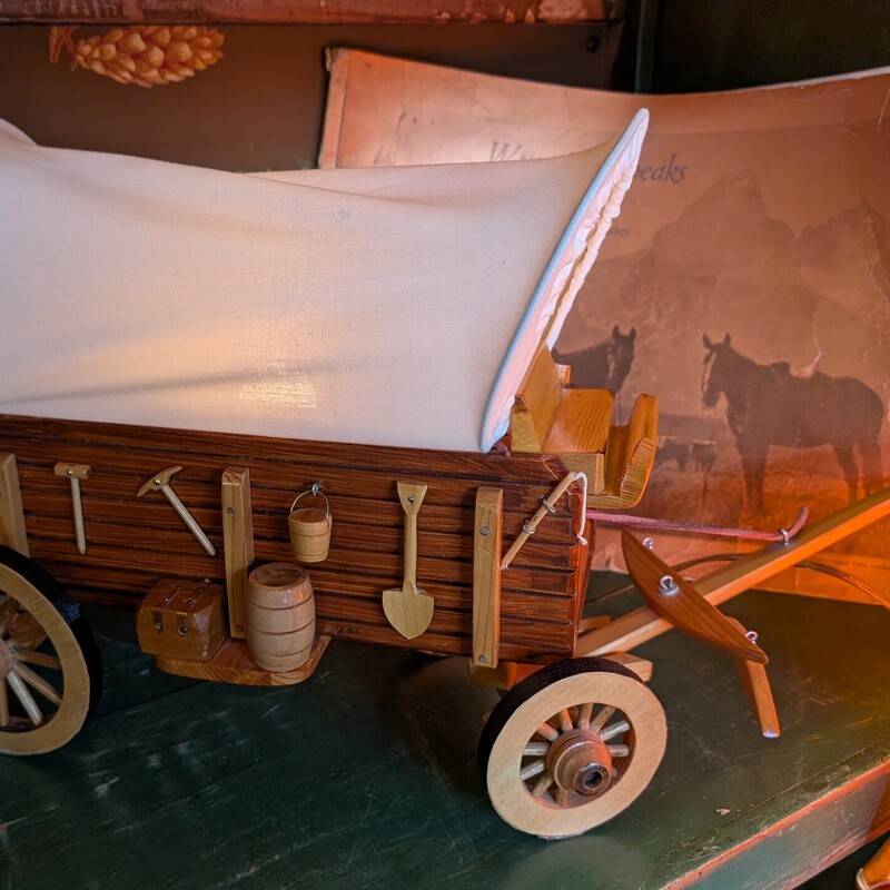 Wooden Covered Wagon Table Lamp
14w x 7d x 12h
