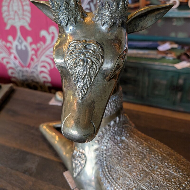 Brass Sitting Reindeer PAIR<br />
32w x 8d x 31h