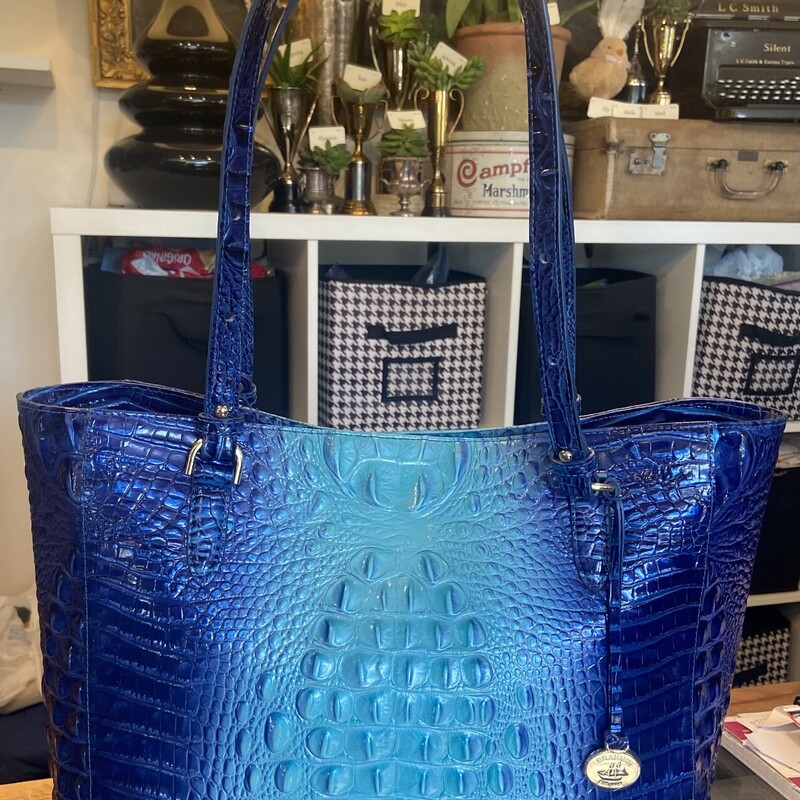 EUC Blu Ombr Lthr Tote