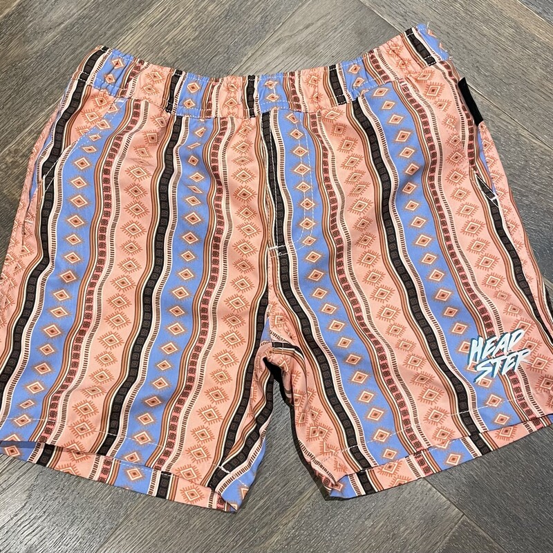 Headster Bathing Suit Trunks, Peach/Blue, Size: 8Y