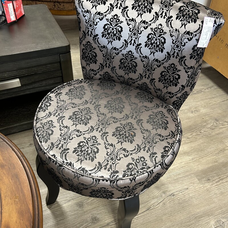 Silver/Blk Vanity Chair