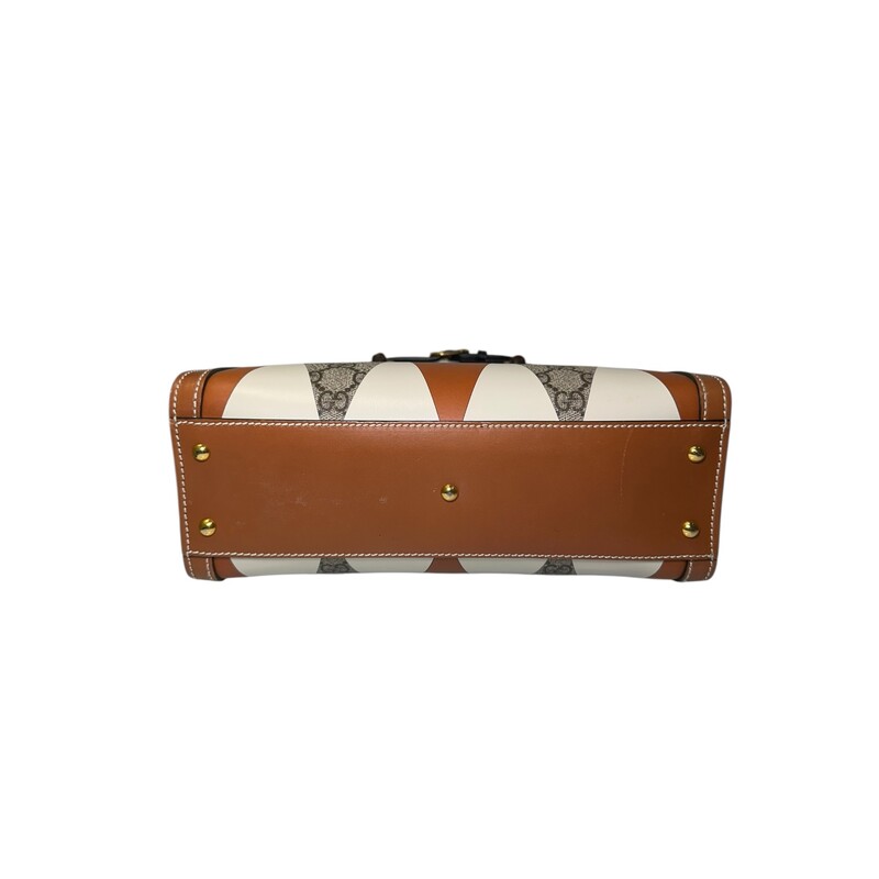 Gucci Diana Rhombus Leather Bamboo Top Handle<br />
<br />
2 Way Crossbody Bag<br />
<br />
Style Code: 721168.520981<br />
<br />
Dimensions:<br />
Handle Drop: 3.25<br />
Height: 9.5<br />
Width: 10.75<br />
Depth: 4.25<br />
<br />
In very good condition. Very faint marks on the bottom of the bag.<br />
<br />
Does not come with original dust bag or box.