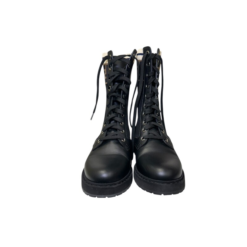 Fendi Rockoo Black Leather Boots<br />
<br />
Size 36.5<br />
<br />
In very good condition. Some distressing of the leather.<br />
<br />
Comes with the original dust bag and box.