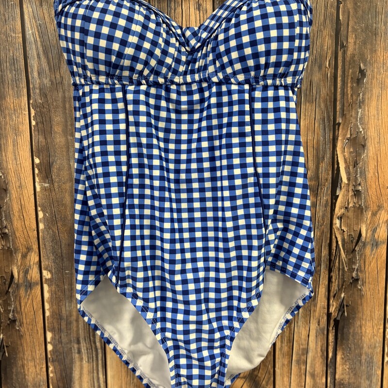 Blue Plaid One Piece Swim, Size: Small