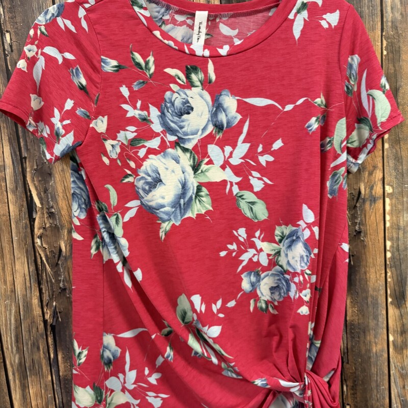 Pink Shirt Blue Flowers, Size: Med