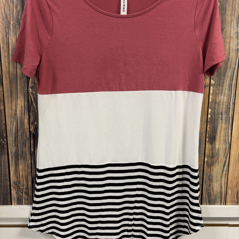Pink White & Striped Top, Size: Large