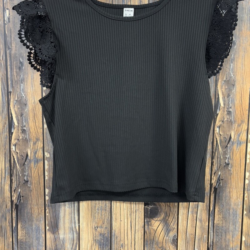 Black Crochet Sleeve Top, Size: 11/12