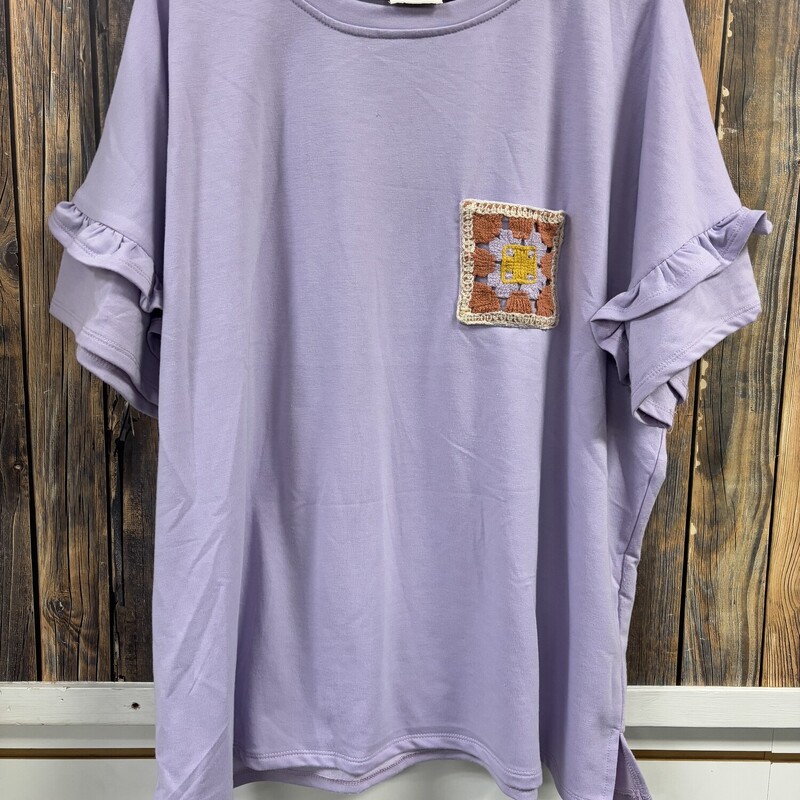Purple Crochet Pocket Top, Size: 2X