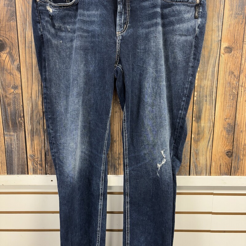 Dark Wash Ripped Silver J