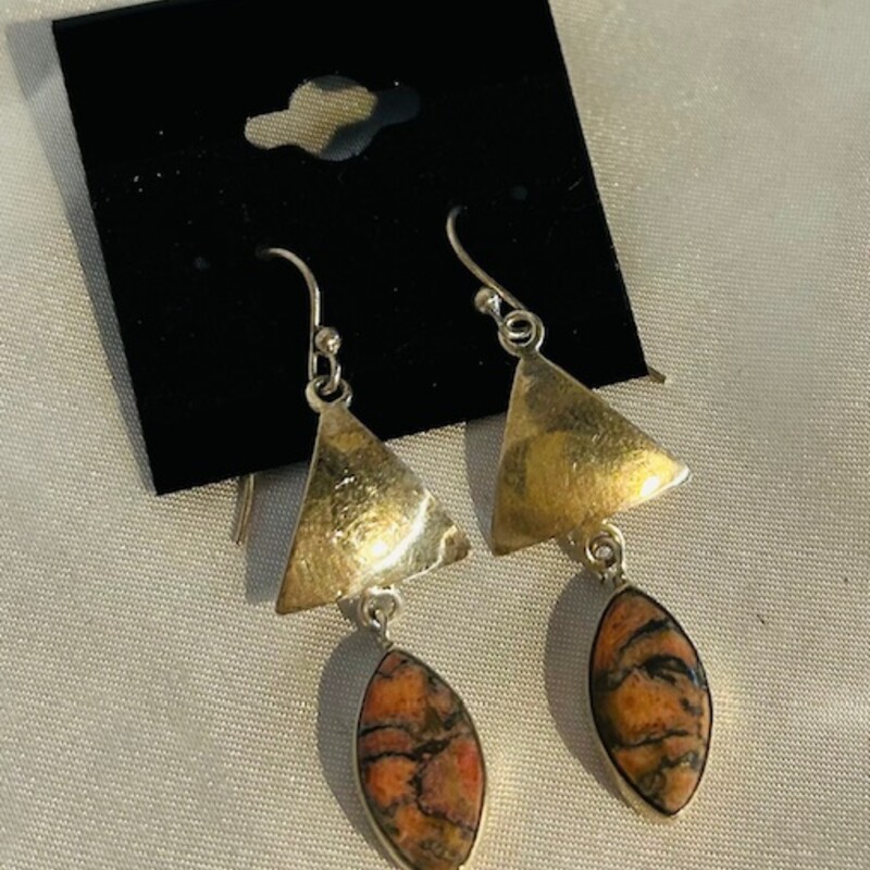 925 Triangle Dangle Stone Earrings
Silver Orange Size: 2L