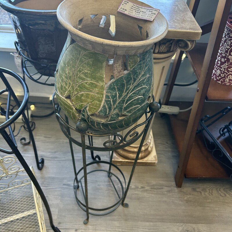 Grn Leaf Pot W Stand