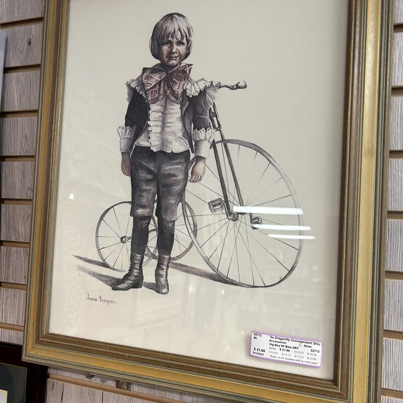 Vtg Boy W/ Bike ART