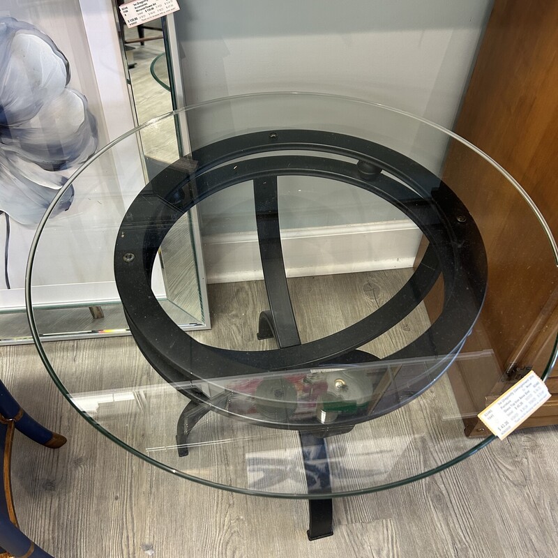 Glass Top Iron Base End Table