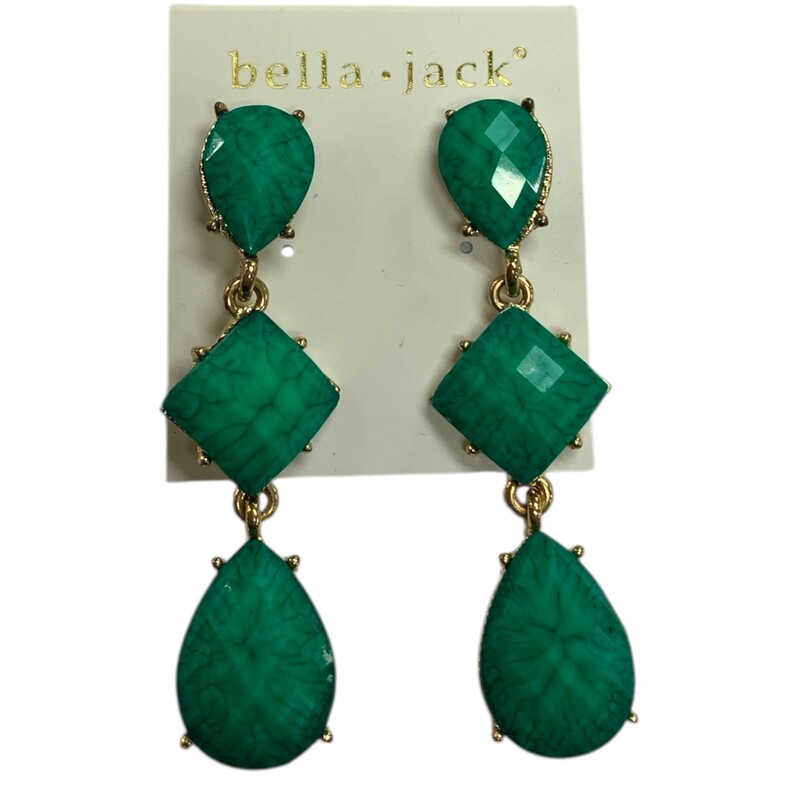 Bella Jack Earrings, Green, Size: None