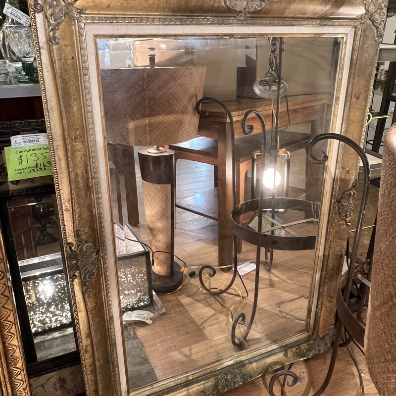 Mirror Ornate Beveled, Gold, Size: 33x45