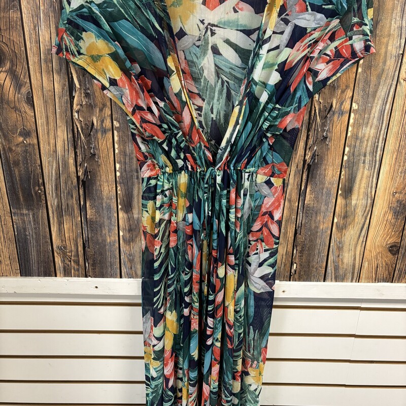 Green Floral Cover Up, Size: L