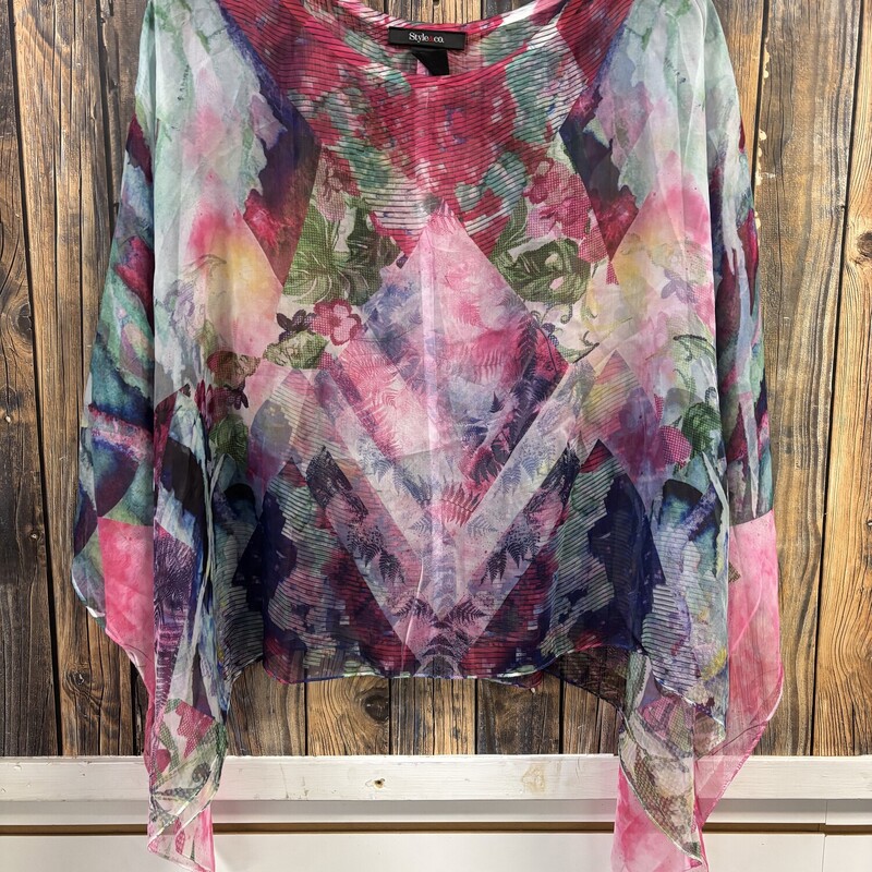 Pink Floral Cover Up, Size: L