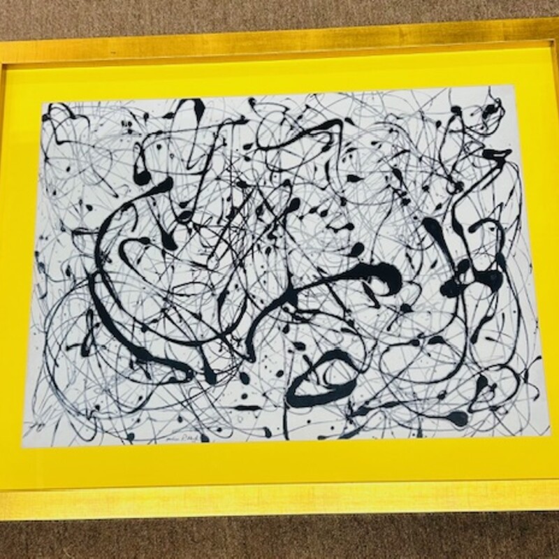 Jackson Pollock Amanti Abstract
Black White in Yellow Matting/Gold Frame
Size: 35x28H
As Is- Minor Blemish on Matting