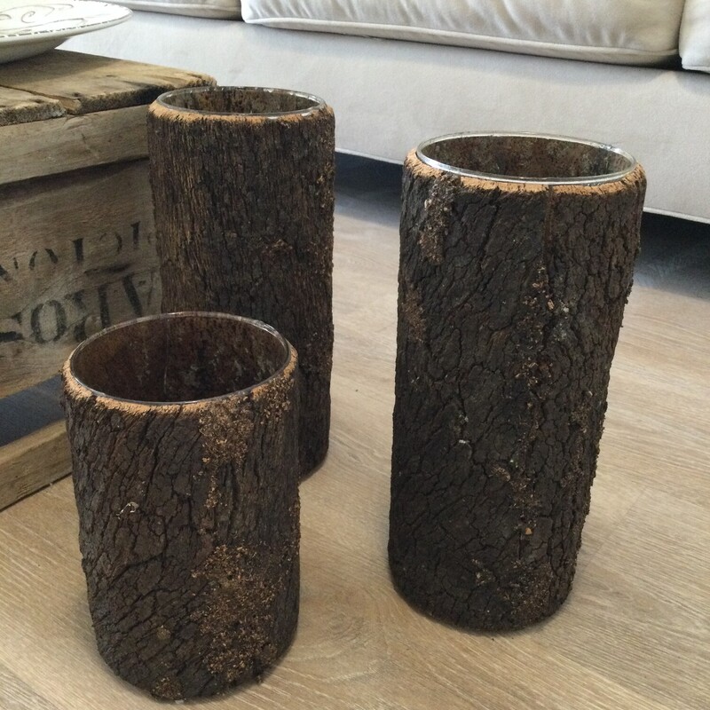 Tree Bark Vase Trio