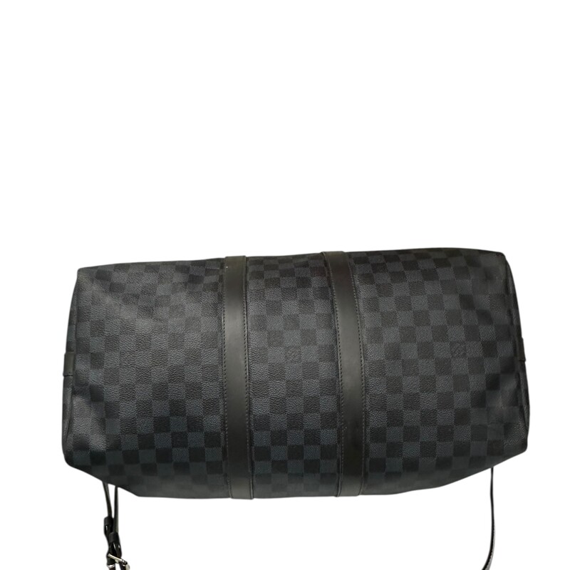 Louis Vuitton Keepall Graphite Colbalt  Blue 45<br />
<br />
Date Code: SD4166<br />
<br />
Dimensions:17.7 x 10.6 x 7.9 inches<br />
(Length x Height x Width)<br />
<br />
In very good condition. Very minor scuffing on the canvas.<br />
<br />
Comes with original dust bag. No box.