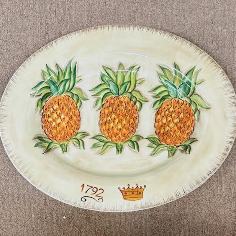 Pineapple Oval Platter
Brown Orange Green
Size: 18Wx14.5D